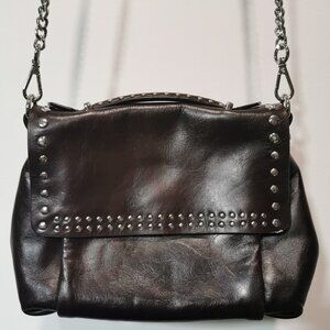 Eggplant/Silver Studded Leather Crossbody #252